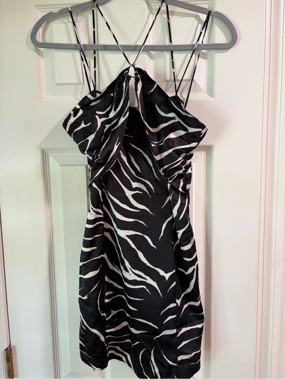 Black and White Zara Zebra Print Spaghetti Strap Dress